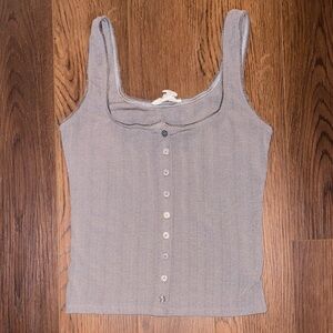 Stylish Gray Button-Down Women's Tank Top